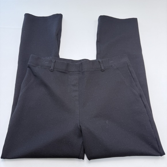 Quince Ultra Stretch Ponte Straight Leg Pull On Ankle Pants Large Black Work - Picture 2 of 5